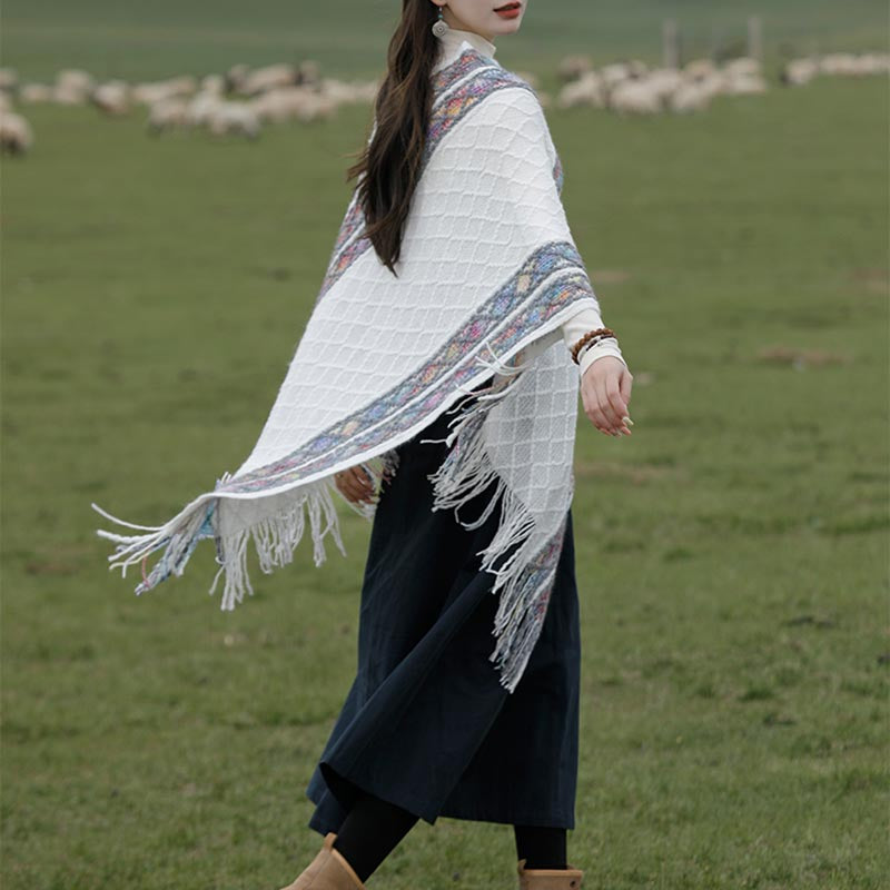 Schal mit Buddha Stonesn, tibetisch, bunt, gestreift, Rautenmuster, Quasten, Pullover, Winter, gemütlich, Reiseschal, Wickeltuch - image 3