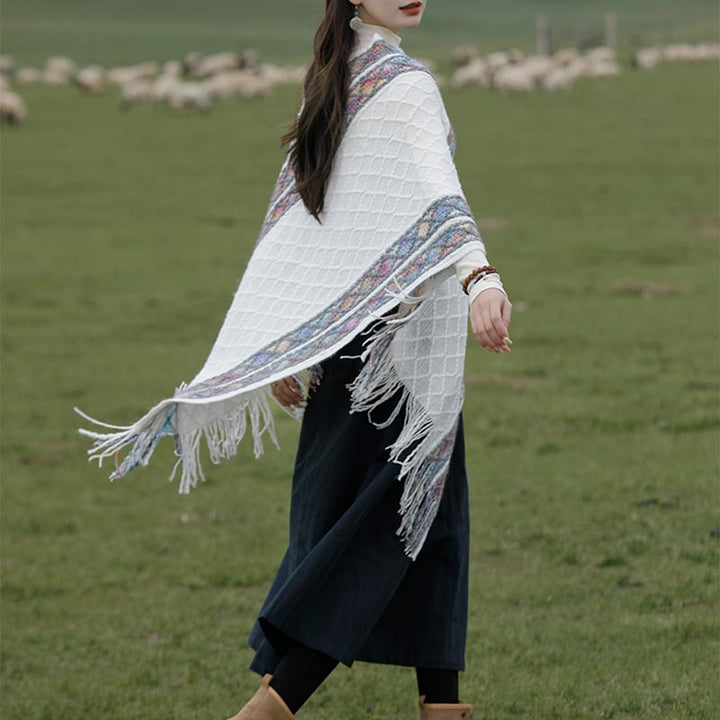 Schal mit Buddha Stonesn, tibetisch, bunt, gestreift, Rautenmuster, Quasten, Pullover, Winter, gemütlich, Reiseschal, Wickeltuch - image 3