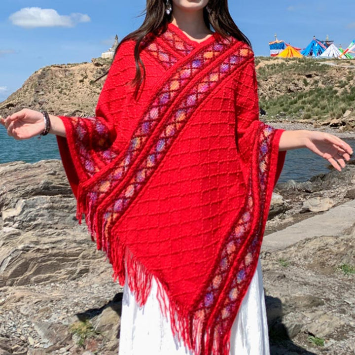 Schal mit Buddha Stonesn, tibetisch, bunt, gestreift, Rautenmuster, Quasten, Pullover, Winter, gemütlich, Reiseschal, Wickeltuch - image 13