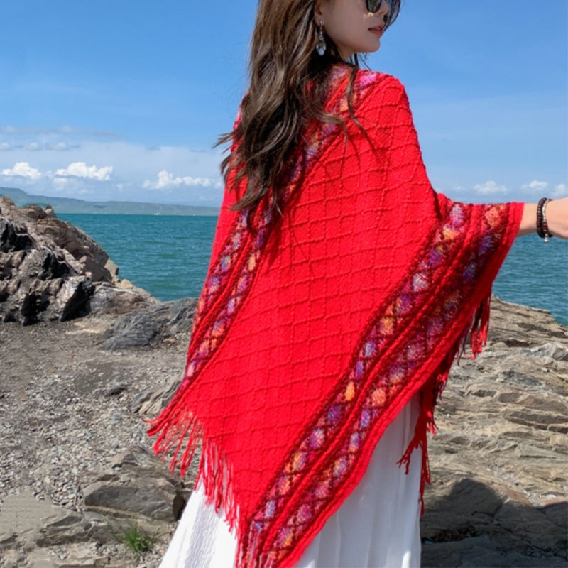 Schal mit Buddha Stonesn, tibetisch, bunt, gestreift, Rautenmuster, Quasten, Pullover, Winter, gemütlich, Reiseschal, Wickeltuch - image 17