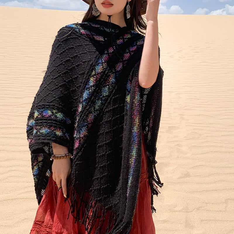 Schal mit Buddha Stonesn, tibetisch, bunt, gestreift, Rautenmuster, Quasten, Pullover, Winter, gemütlich, Reiseschal, Wickeltuch - image 7