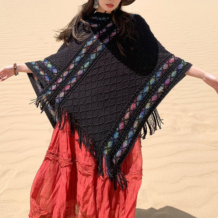 Schal mit Buddha Stonesn, tibetisch, bunt, gestreift, Rautenmuster, Quasten, Pullover, Winter, gemütlich, Reiseschal, Wickeltuch - image 8