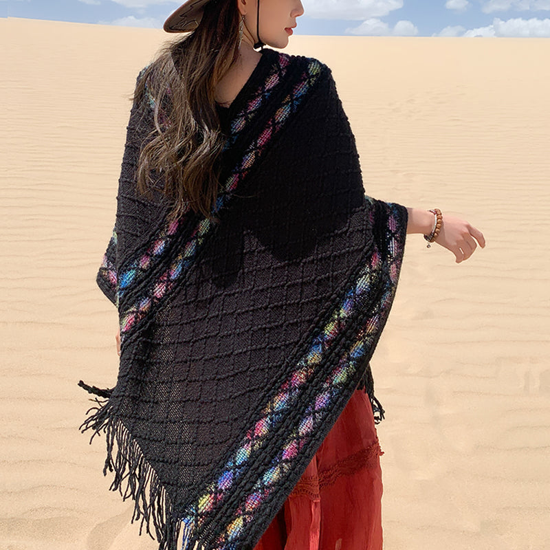 Schal mit Buddha Stonesn, tibetisch, bunt, gestreift, Rautenmuster, Quasten, Pullover, Winter, gemütlich, Reiseschal, Wickeltuch - image 9