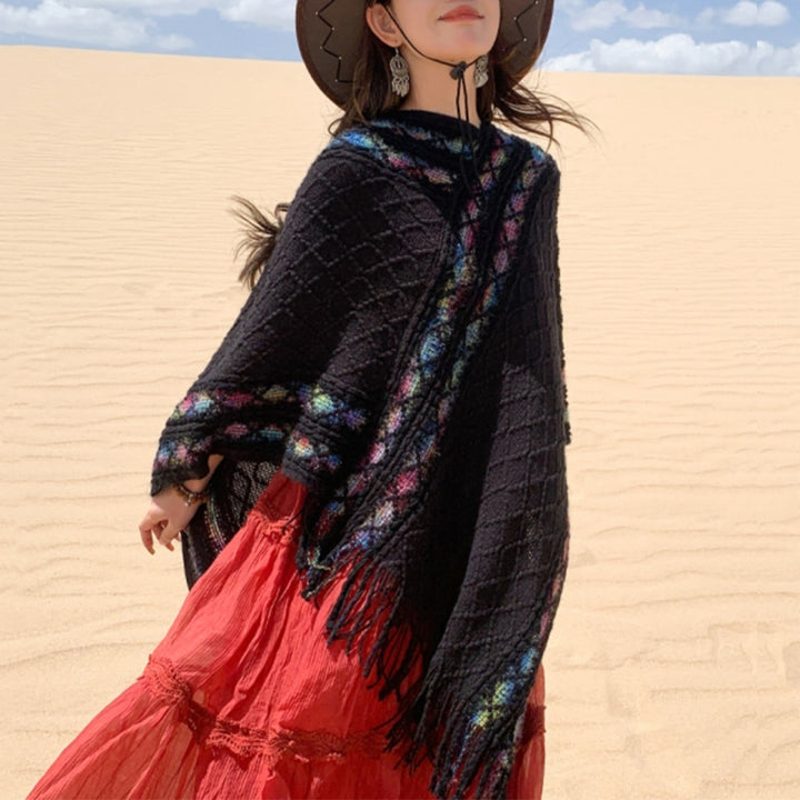 Schal mit Buddha Stonesn, tibetisch, bunt, gestreift, Rautenmuster, Quasten, Pullover, Winter, gemütlich, Reiseschal, Wickeltuch - image 6