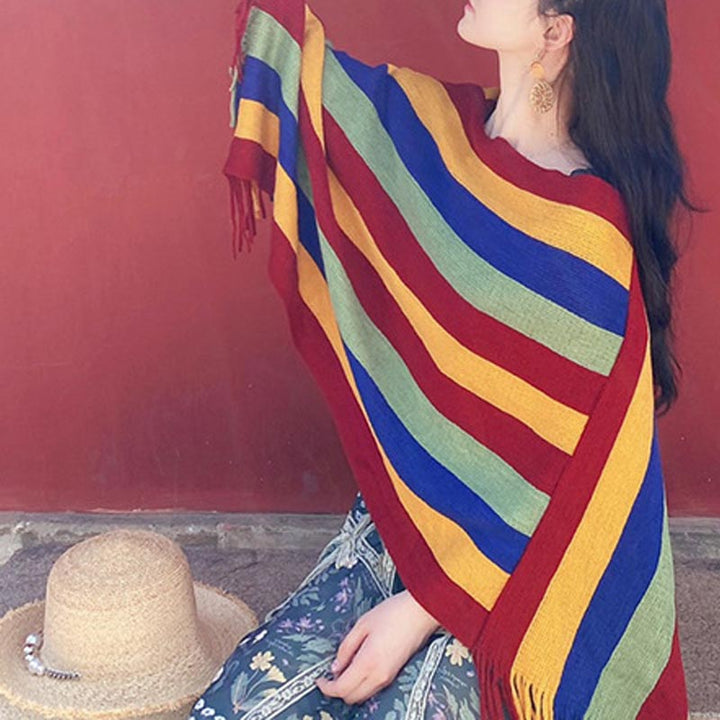 Buddha Stones, tibetanisches, bunt gestreiftes Design, Schal, Quasten, Pullover, Winter, gemütlicher Reiseschal, Wickeltuch - image 12