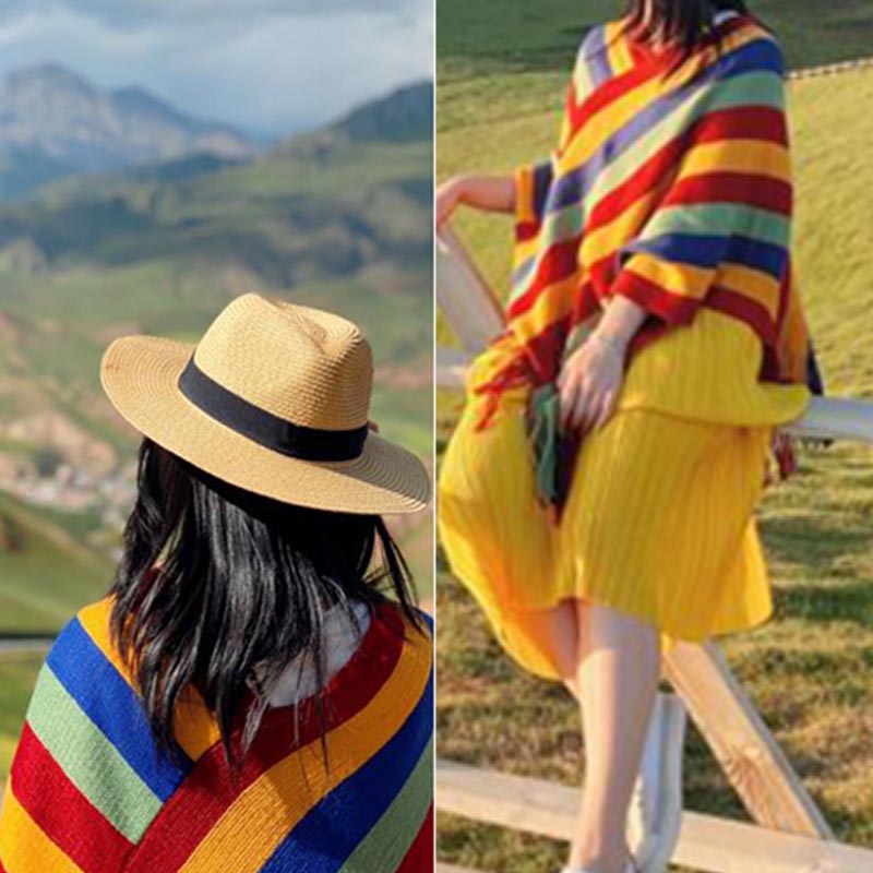 Buddha Stones, tibetanisches, bunt gestreiftes Design, Schal, Quasten, Pullover, Winter, gemütlicher Reiseschal, Wickeltuch - image 19