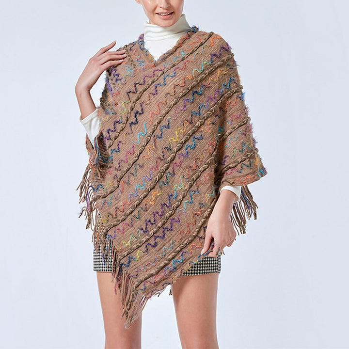 Buddha Stones Tibetischer bunt gestreifter Schal mit Quasten, Pullover für den Winter, gemütlicher Reiseschal - image 25