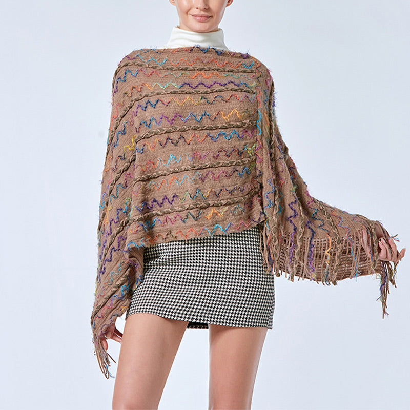 Buddha Stones Tibetischer bunt gestreifter Schal mit Quasten, Pullover für den Winter, gemütlicher Reiseschal - image 27