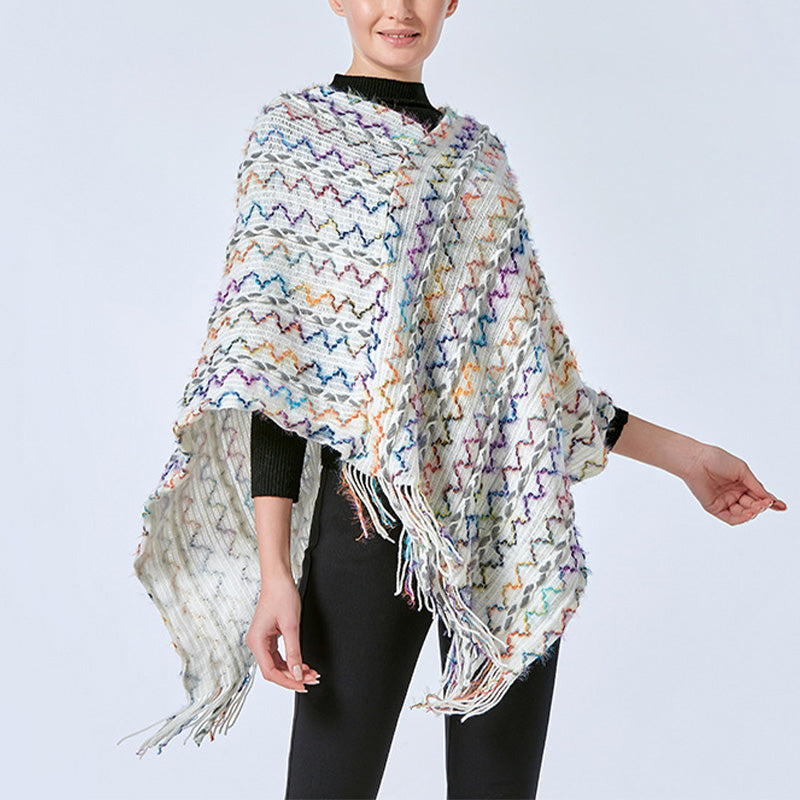 Buddha Stones Tibetischer bunt gestreifter Schal mit Quasten, Pullover für den Winter, gemütlicher Reiseschal - image 31