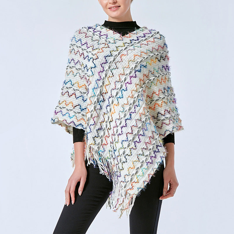 Buddha Stones Tibetischer bunt gestreifter Schal mit Quasten, Pullover für den Winter, gemütlicher Reiseschal - image 32