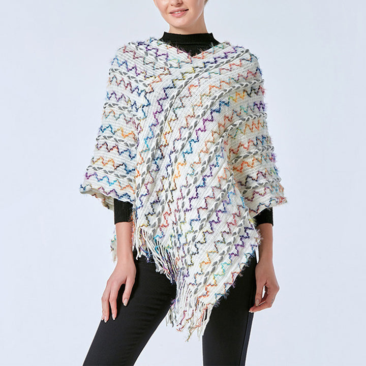 Buddha Stones Tibetischer bunt gestreifter Schal mit Quasten, Pullover für den Winter, gemütlicher Reiseschal - image 32