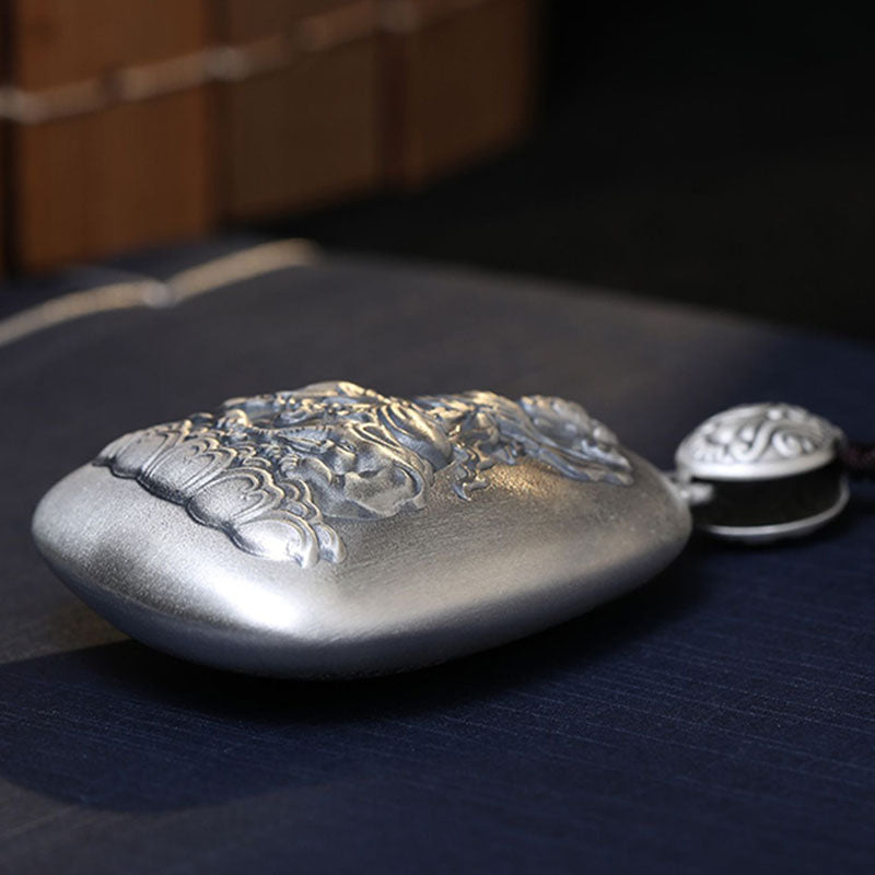Buddha Stones 999 Sterling Silber Chinesisches Sternzeichen Natal Buddha Herz Sutra Gravur Schutz Halskette Anhänger - image 7