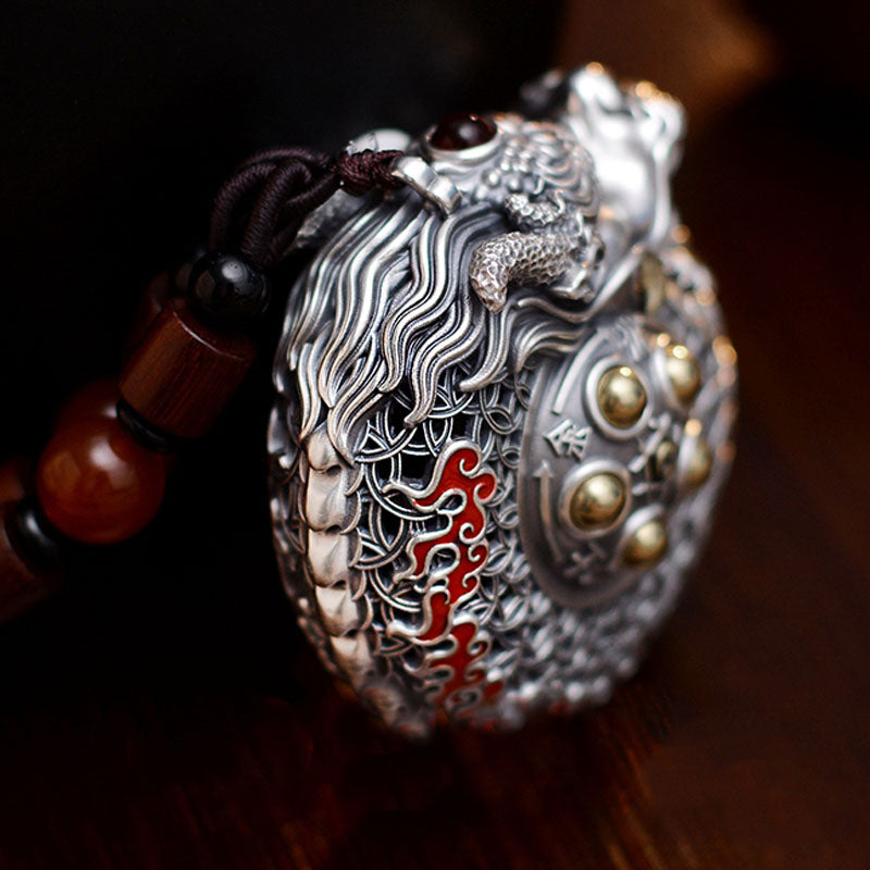 Buddha Stones 999 Sterling Silber Jahr des Drachen drehbare Kugel Fünf Elemente Kupfer Münze Stärke Hängedekoration - image 2
