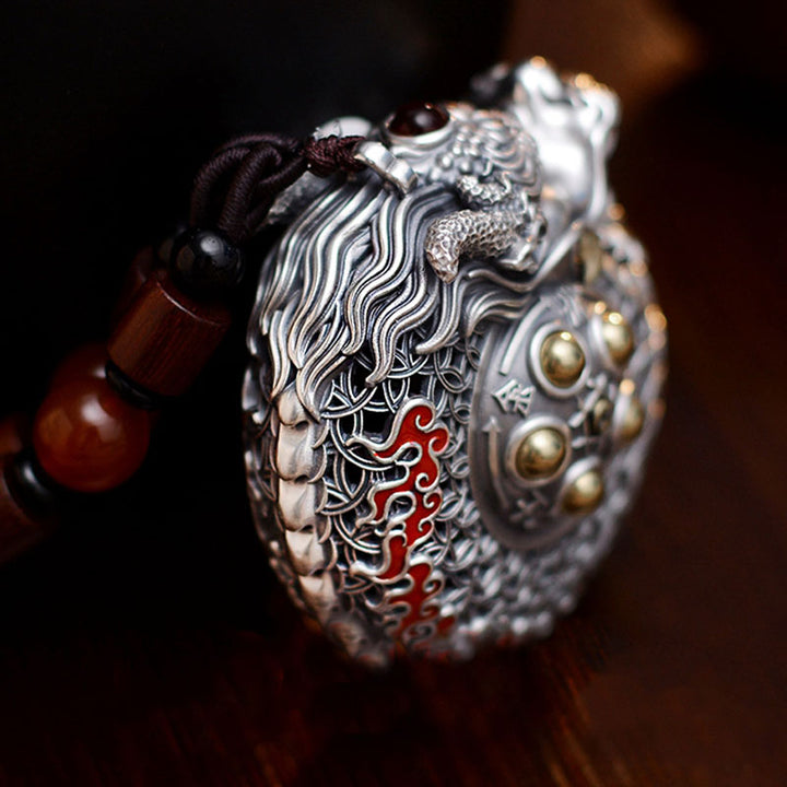 Buddha Stones 999 Sterling Silber Jahr des Drachen drehbare Kugel Fünf Elemente Kupfer Münze Stärke Hängedekoration - image 2