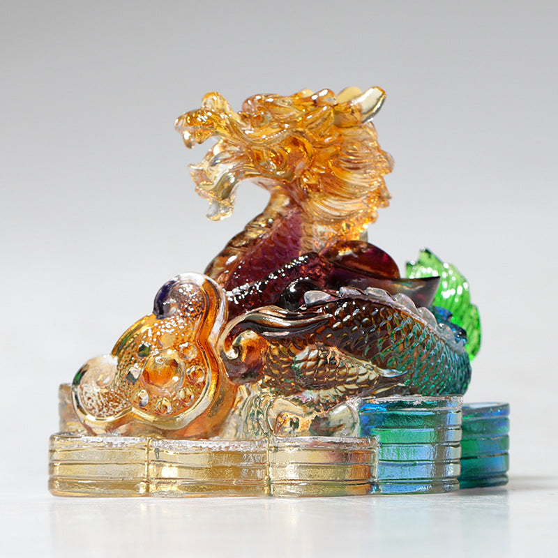 Buddha Stones, Jahr des Drachen, handgefertigt, 12 chinesische Sternzeichen, Liuli, Kristallkunstwerk, Schutz, Heimbüro-Dekoration - Drache, ca. 8,5 x 5,5 x 8 cm - image 1