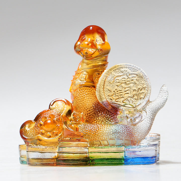 Buddha Stones, Jahr des Drachen, handgefertigt, 12 chinesische Sternzeichen, Liuli, Kristallkunstwerk, Schutz, Heimbüro-Dekoration - Schlange, ca. 8,5 x 5,5 x 8 cm - image 11