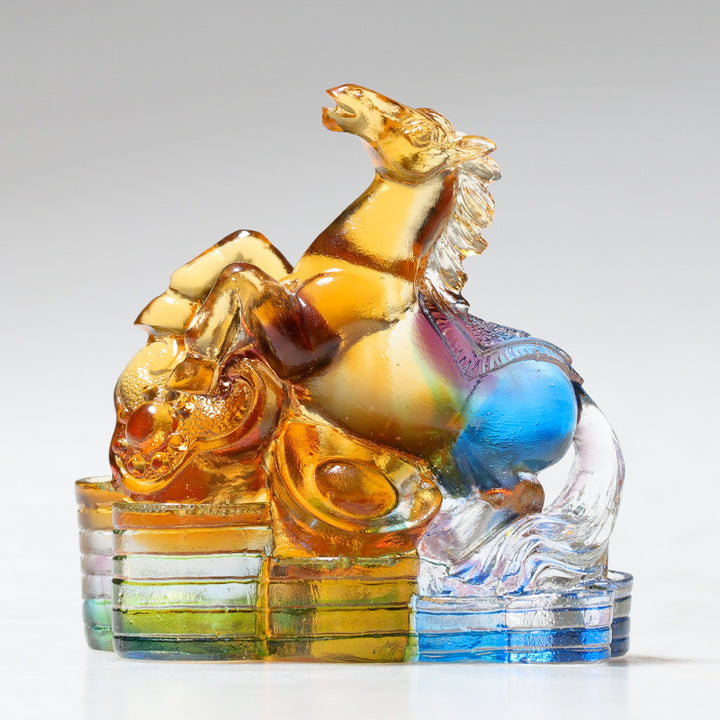 Buddha Stones, Jahr des Drachen, handgefertigt, 12 chinesische Sternzeichen, Liuli, Kristallkunstwerk, Schutz, Heimbüro-Dekoration - Pferd, ca. 8,5 x 5,5 x 8 cm - image 12