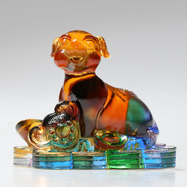 Buddha Stones, Jahr des Drachen, handgefertigt, 12 chinesische Sternzeichen, Liuli, Kristallkunstwerk, Schutz, Heimbüro-Dekoration - Hund, ca. 8,5 x 5,5 x 8 cm - image 16