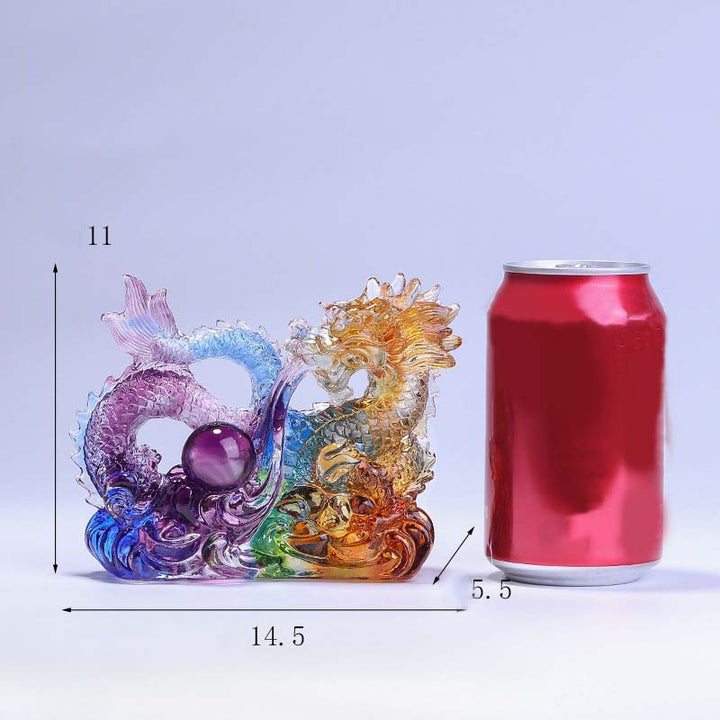 Buddha Stones, Jahr des Drachen, handgefertigter Drache, der mit Perlenbarren spielt, Liuli-Kristallkunststück, Schutz, Heimbüro-Dekoration - image 6