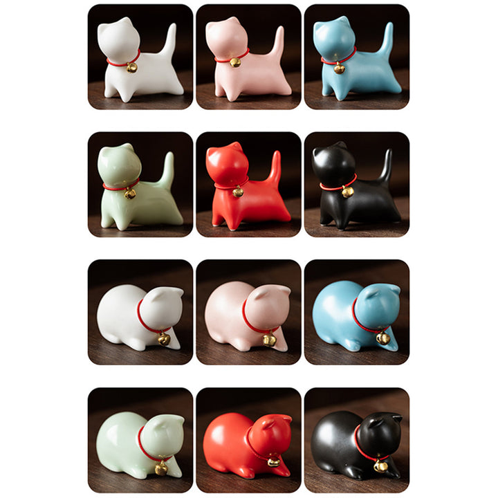Buddha Stones Mini Kleine süße Katze Tee Haustier Keramik Home Desk Figur Dekoration - image 25