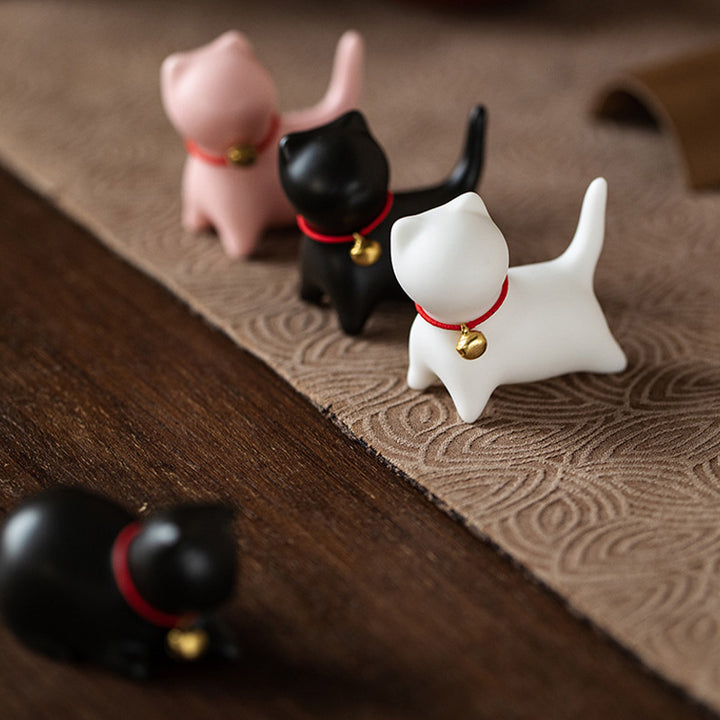 Buddha Stones Mini Kleine süße Katze Tee Haustier Keramik Home Desk Figur Dekoration - image 15