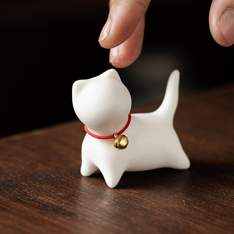 Buddha Stones Mini Kleine süße Katze Tee Haustier Keramik Home Desk Figur Dekoration - image 5