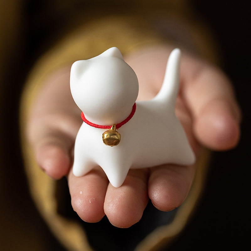 Buddha Stones Mini Kleine süße Katze Tee Haustier Keramik Home Desk Figur Dekoration - image 7