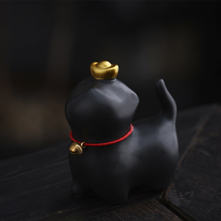 Buddha Stones Mini Lucky Cat Ingot Tea Pet Keramik Home Desk Figur Dekoration - image 2