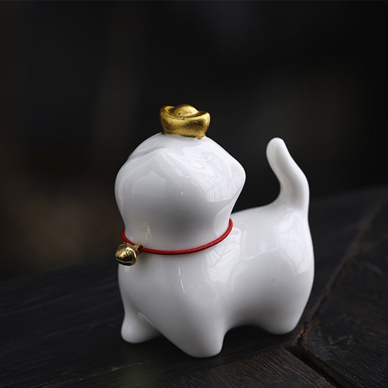 Buddha Stones Mini Lucky Cat Ingot Tea Pet Keramik Home Desk Figur Dekoration - Glückskatze Weiß 5,5*3,2*6cm - image 5