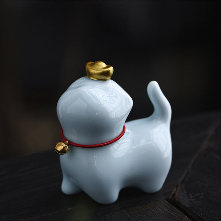 Buddha Stones Mini Lucky Cat Ingot Tea Pet Keramik Home Desk Figur Dekoration - Glückskatze Blau 5,5 x 3,2 x 6 cm - image 12