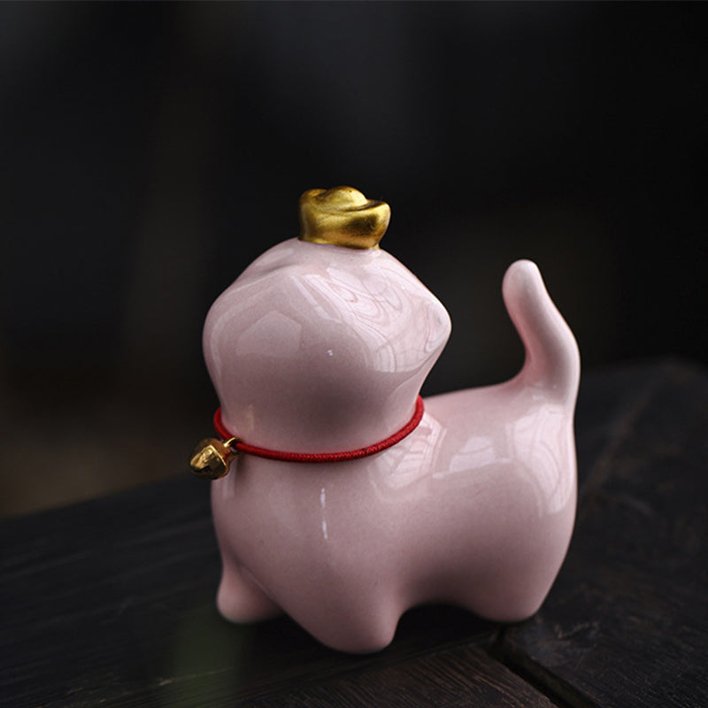 Buddha Stones Mini Lucky Cat Ingot Tea Pet Keramik Home Desk Figur Dekoration - Glückskatze, rosa, 5,5 x 3,2 x 6 cm - image 9