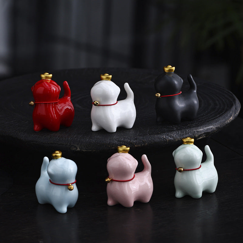 Buddha Stones Mini Lucky Cat Ingot Tea Pet Keramik Home Desk Figur Dekoration - image 2