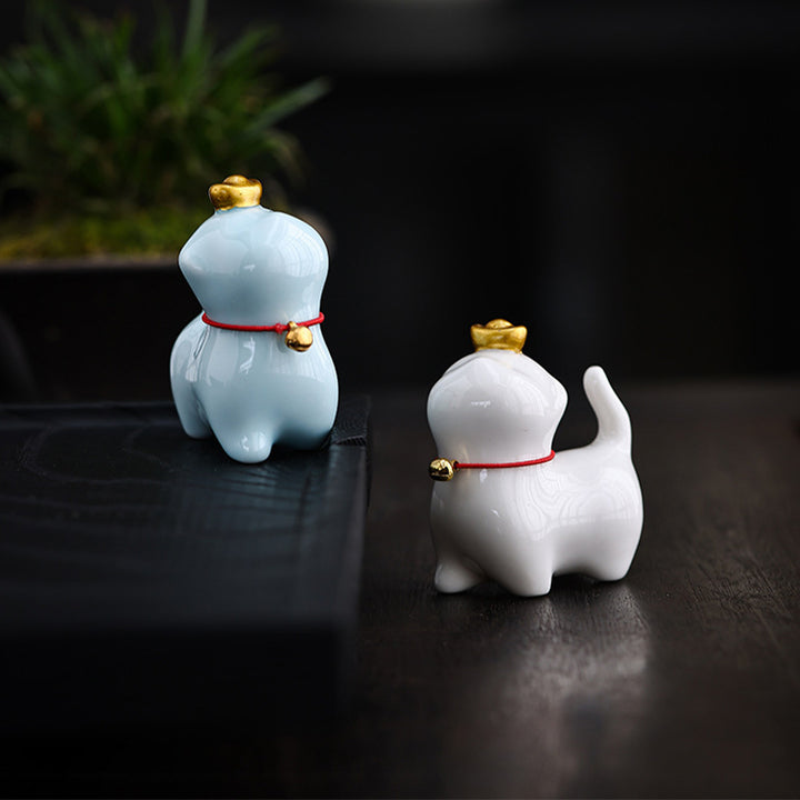 Buddha Stones Mini Lucky Cat Ingot Tea Pet Keramik Home Desk Figur Dekoration - image 14