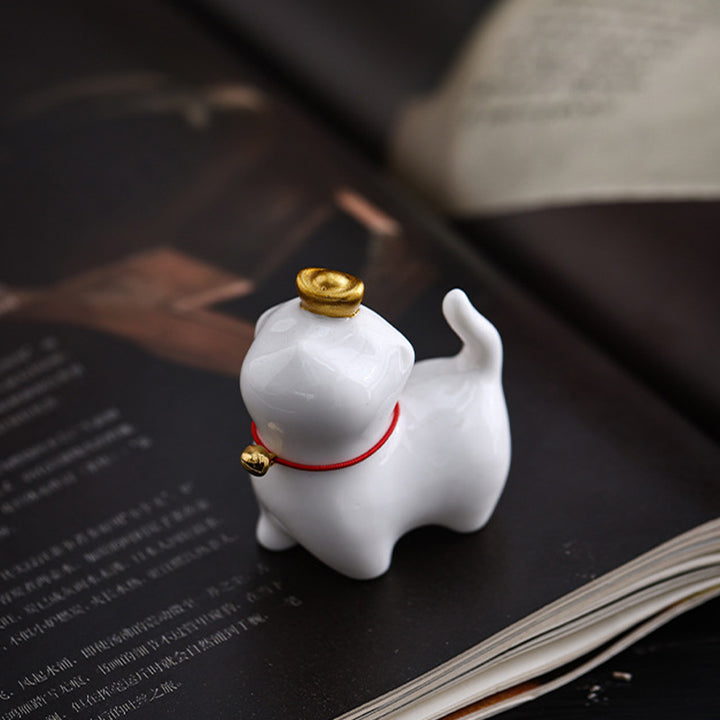 Buddha Stones Mini Lucky Cat Ingot Tea Pet Keramik Home Desk Figur Dekoration - image 8