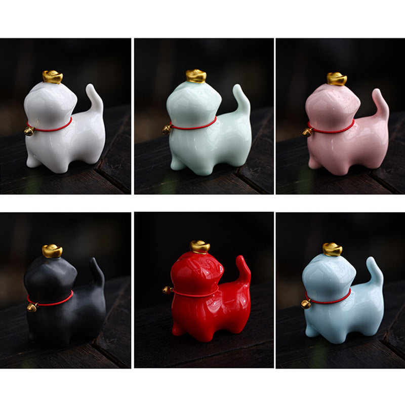 Buddha Stones Mini Lucky Cat Ingot Tea Pet Keramik Home Desk Figur Dekoration - image 18