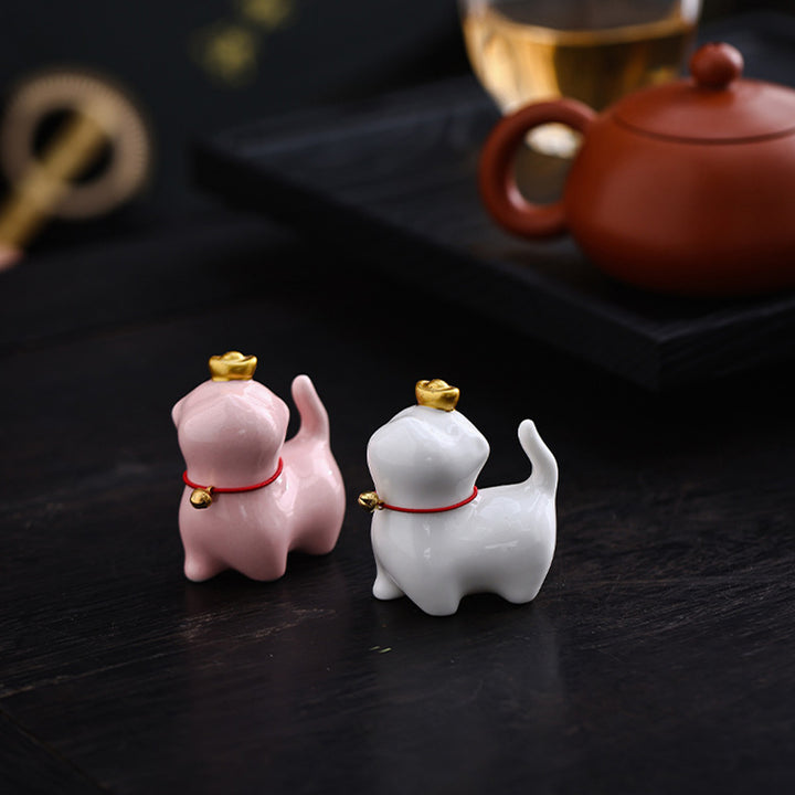Buddha Stones Mini Lucky Cat Ingot Tea Pet Keramik Home Desk Figur Dekoration - image 10