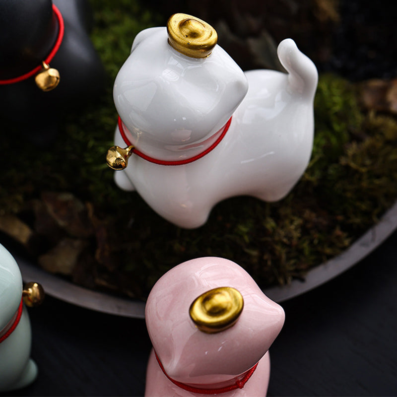 Buddha Stones Mini Lucky Cat Ingot Tea Pet Keramik Home Desk Figur Dekoration - image 11