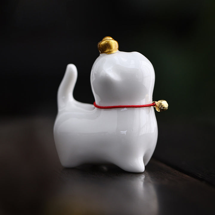 Buddha Stones Mini Lucky Cat Ingot Tea Pet Keramik Home Desk Figur Dekoration - image 7
