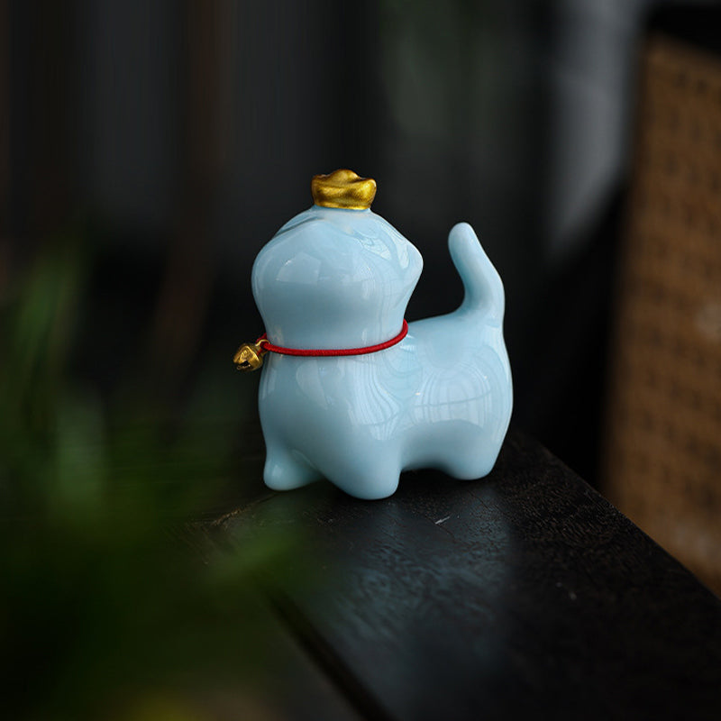 Buddha Stones Mini Lucky Cat Ingot Tea Pet Keramik Home Desk Figur Dekoration - image 13