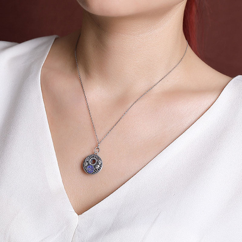 Buddha Stones 999 Sterling Silber Koi Fisch Fu Charakter Lotus Peace Schnalle Reichtum Halskette Anhänger - image 4