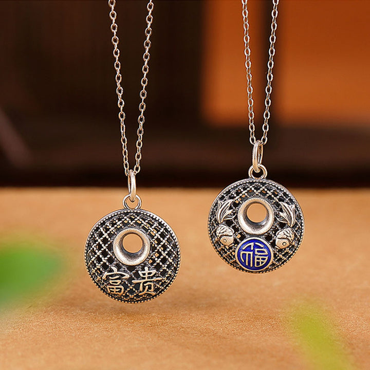 Buddha Stones 999 Sterling Silber Koi Fisch Fu Charakter Lotus Peace Schnalle Reichtum Halskette Anhänger - image 9
