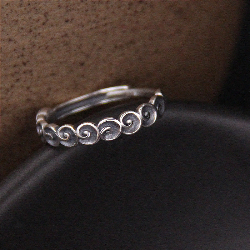 Buddha Stones Ring aus 925er-Sterlingsilber mit der Gravur „Glücksbringende Wolken“. - Glückswolken (50-54 mm/US6-US7) - image 0