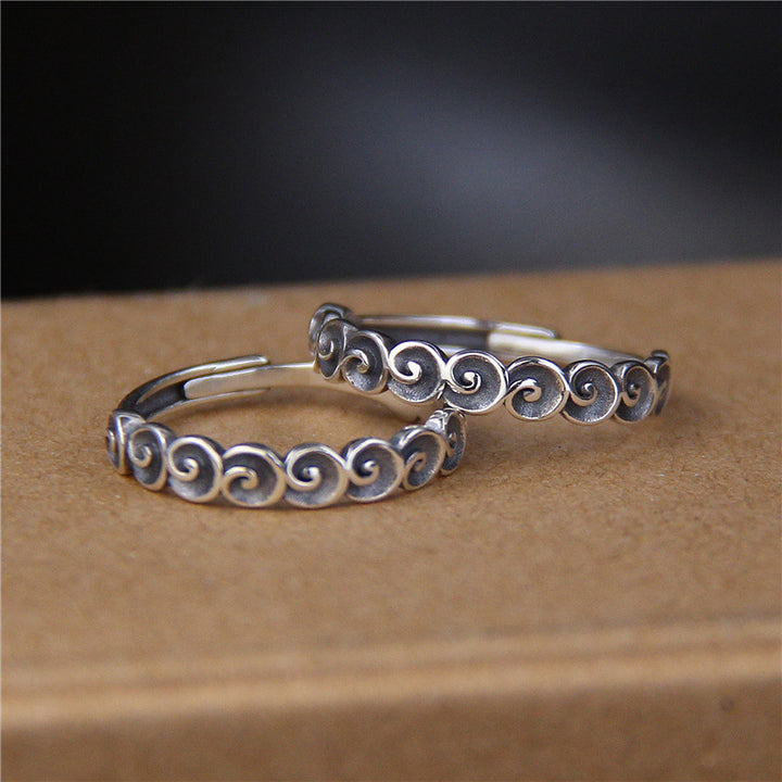 Buddha Stones Ring aus 925er-Sterlingsilber mit der Gravur „Glücksbringende Wolken“. - image 2