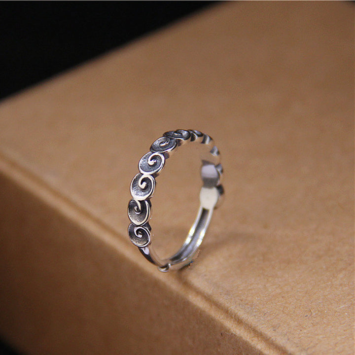Buddha Stones Ring aus 925er-Sterlingsilber mit der Gravur „Glücksbringende Wolken“. - image 3