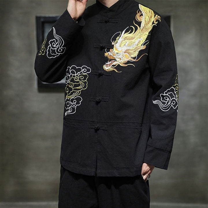Buddha Stones, Drache, verheißungsvolle Wolke, Stickerei, Kleidung, chinesische Tang-Anzugjacke, Herrenbekleidung - image 10