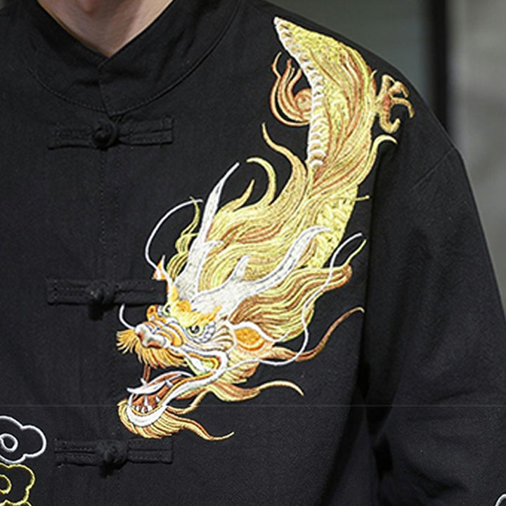 Buddha Stones, Drache, verheißungsvolle Wolke, Stickerei, Kleidung, chinesische Tang-Anzugjacke, Herrenbekleidung - image 8