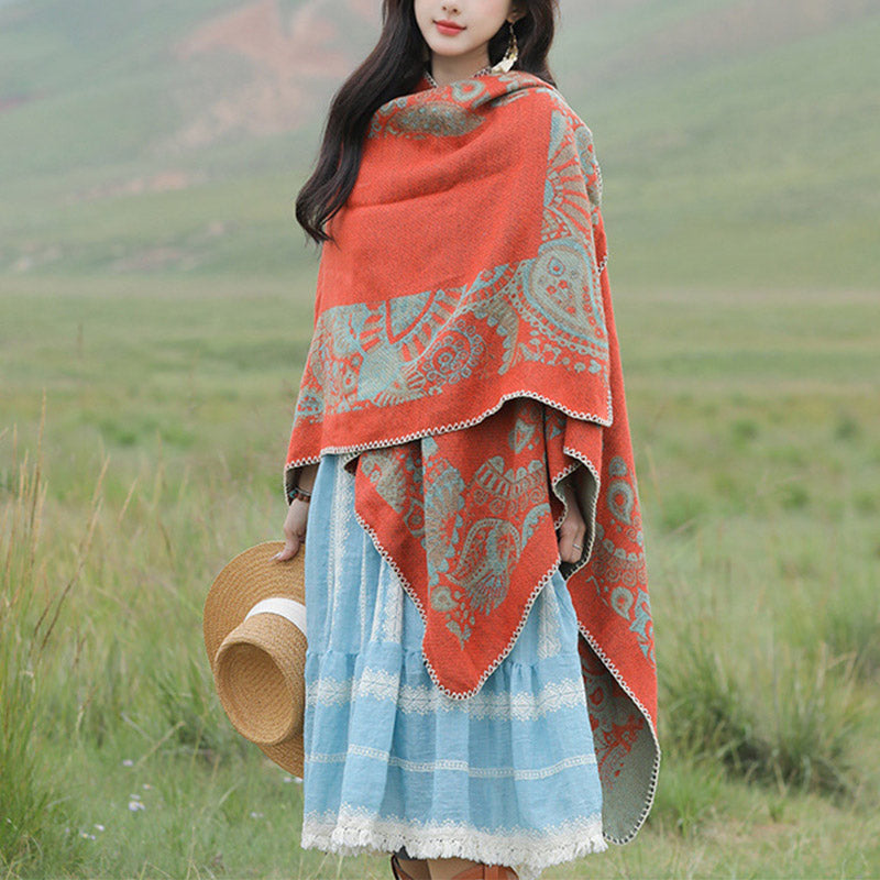 Tibetischer Schal mit Buddha Stonesn, einfaches Muster, gemütlicher Winter-Reiseschal - image 2