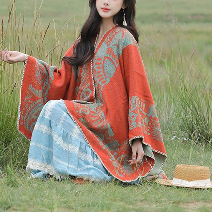 Tibetischer Schal mit Buddha Stonesn, einfaches Muster, gemütlicher Winter-Reiseschal - image 9