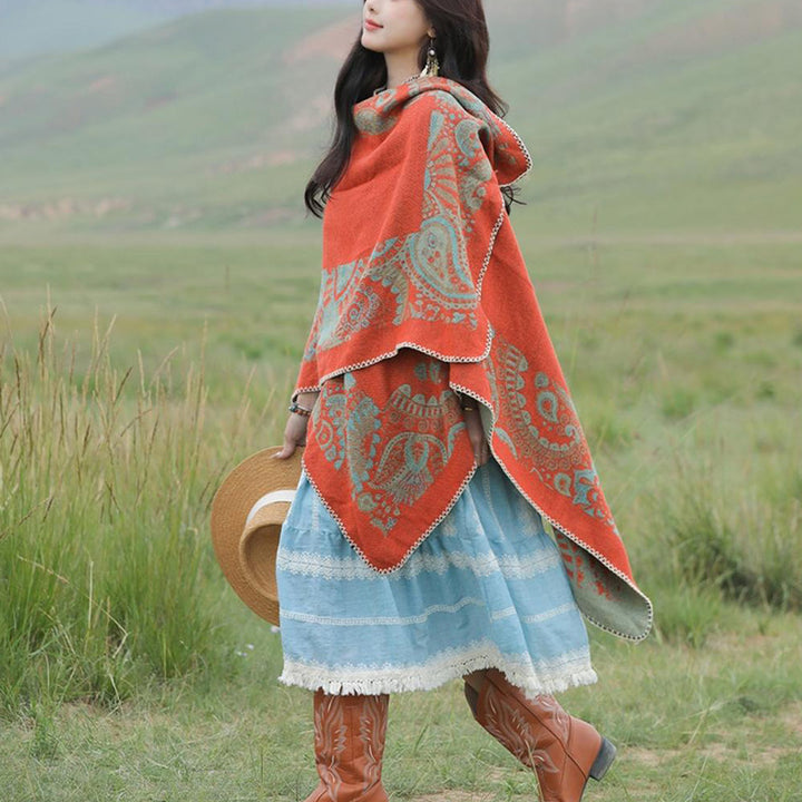 Tibetischer Schal mit Buddha Stonesn, einfaches Muster, gemütlicher Winter-Reiseschal - image 6