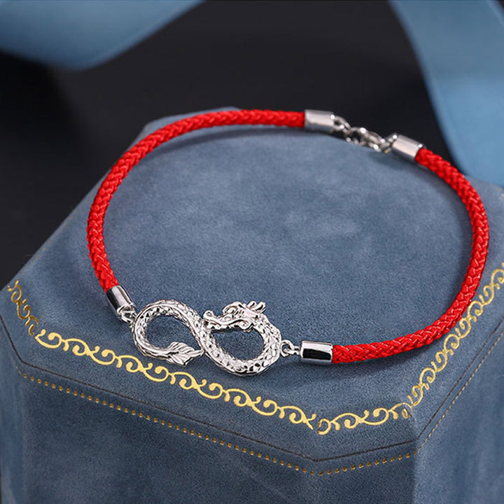 Buddha Stones Jahr des Drachen 999 Sterling Silber Endless Knot Glücksschutzarmband - image 2